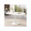 Table De Salle À Manger Ovale, Table D'appoint, L 100/140 X L 100 X H 75 Cm, Blanc