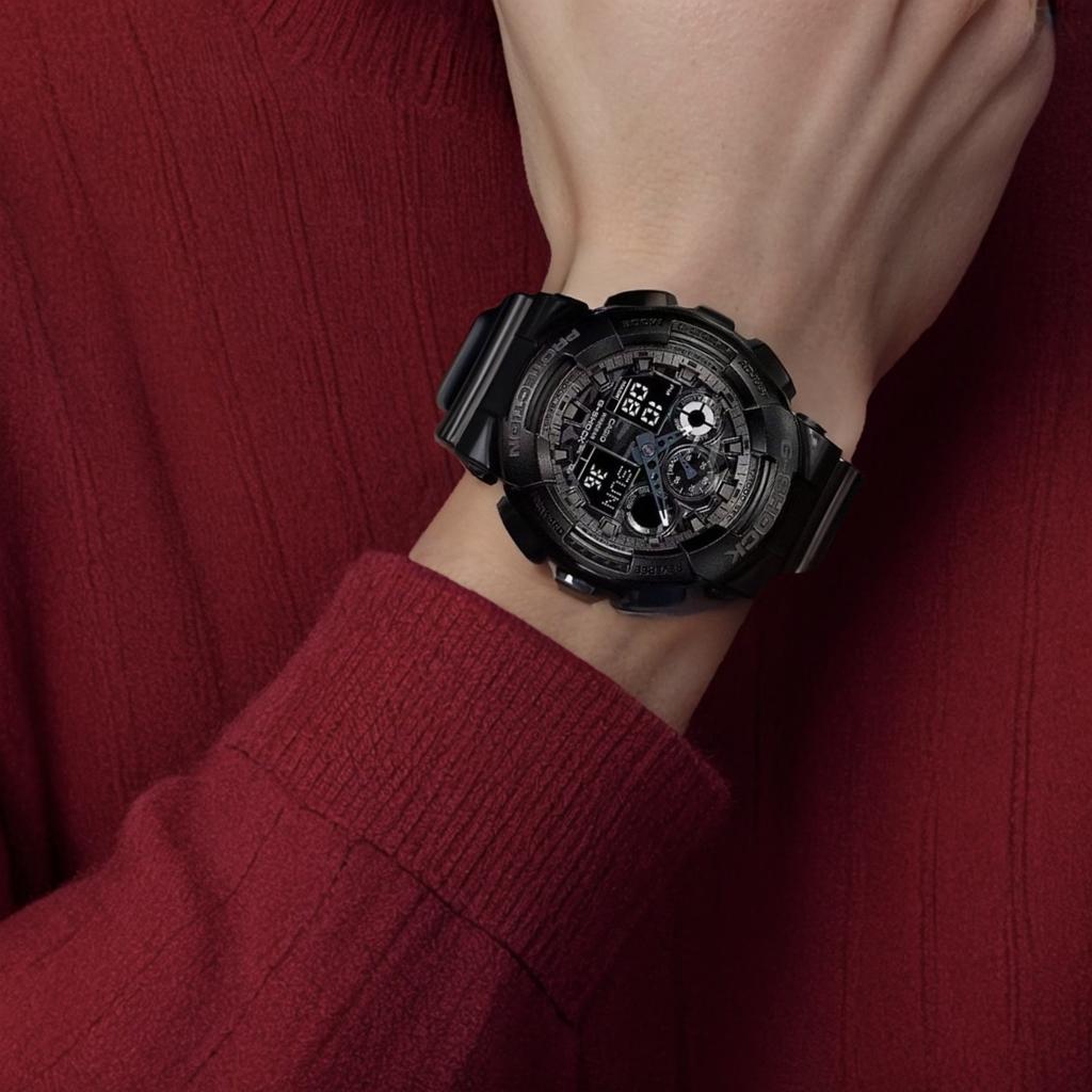 Casio Мужские часы с двойным дисплеем (жидкокристаллический/аналоговый) Серия Черные Часы GA-100CF-1A GA-100CF-1A