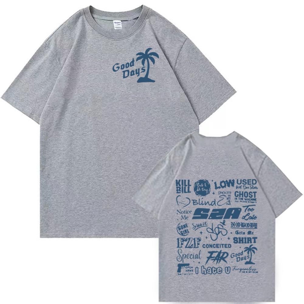 Футболка с полным списком треков Sza Футболка Sza Good Days Sza Merch Sza Fan Gift Повседневные рубашки с коротким рукавом и круглым вырезом