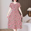 Plus Size Elegant Long Dresses for Women  Loose Short Sleeve Vintage Dress Female