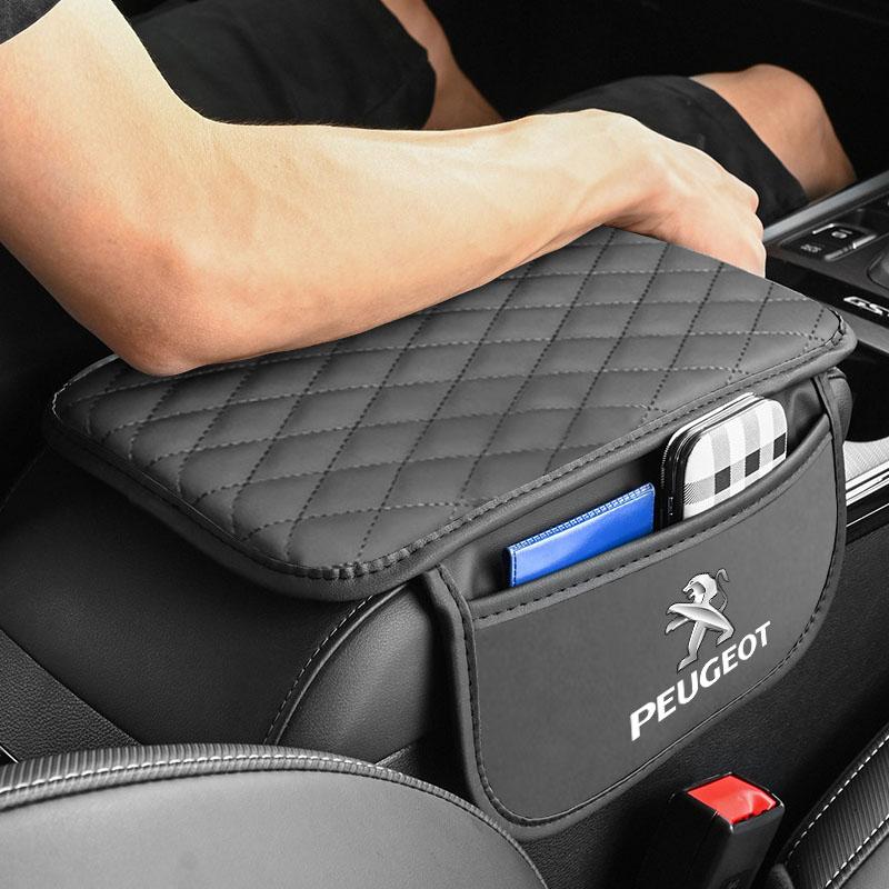 Для Peugeot 308 408 508 RCZ 208 3008 2008 206 207 108 406 407 408 206 208 307 1 шт. Кожаная Автомобильная Консоль Подушка Подлокотника Автомобиля с Хранилищем Автомобильный Стайлинг