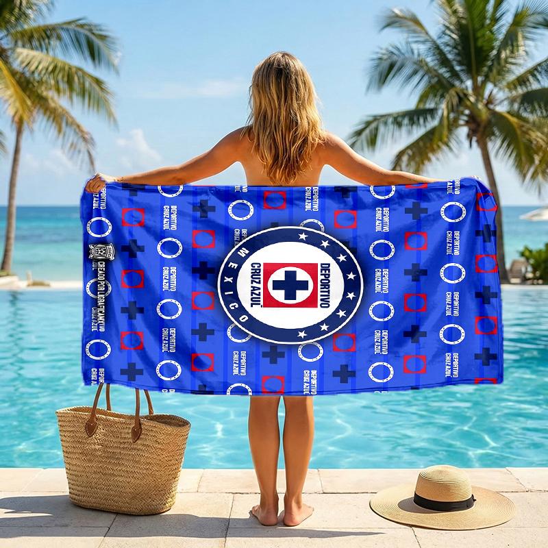Cruz Azul Fashion Beach Towel: Ideal for Summer Adventures Soft, absorbent and quick drying suitable for swimming and bathing