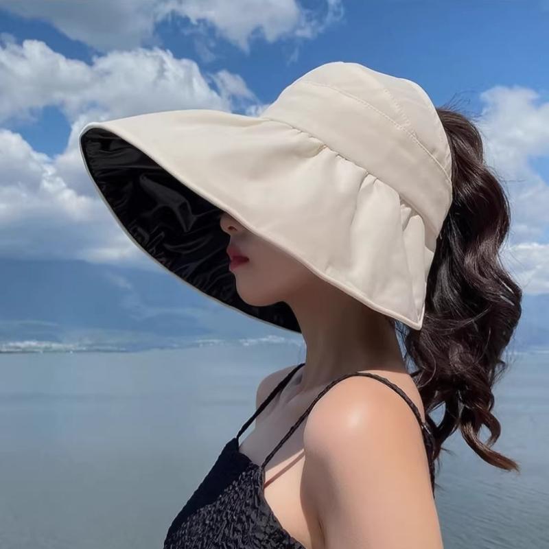 Women Foldable Wide Brim Sun Hat UV Protection Sunscreen Bucket Hat Spring Summer Outdoor Hiking Fishing Beach Cap