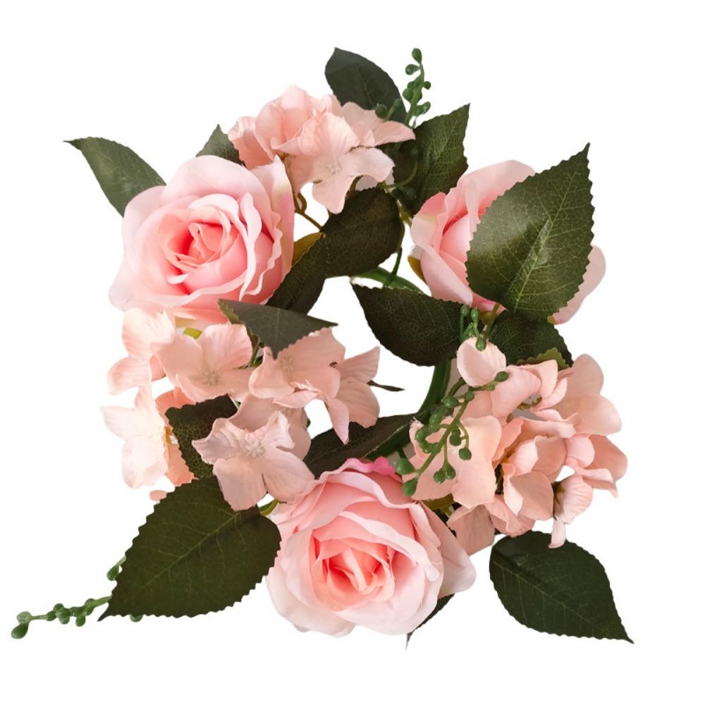 Simulated Candle Rings Wreaths Silk Fake Rose Flower 20cm Artificial Flowers Wedding Decoration
