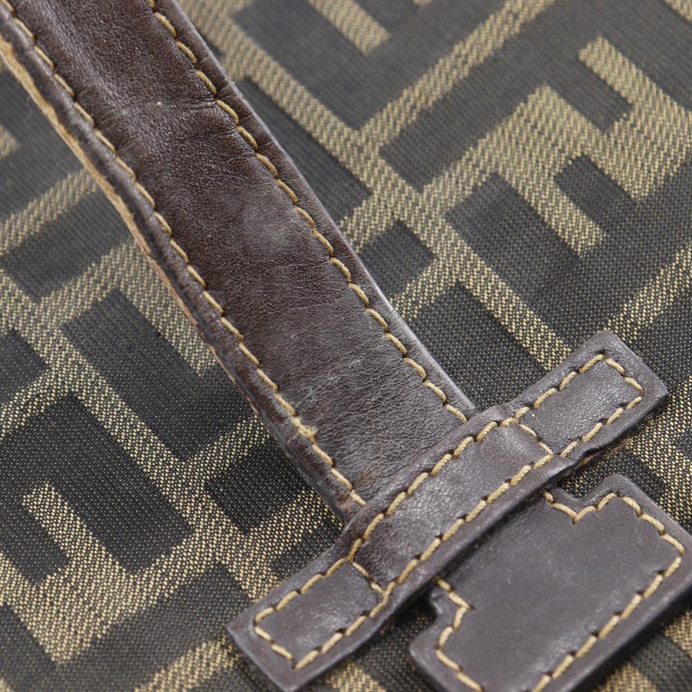 FENDI Folding vanity Pouch Zucca Brown Nylon canvas Women Used