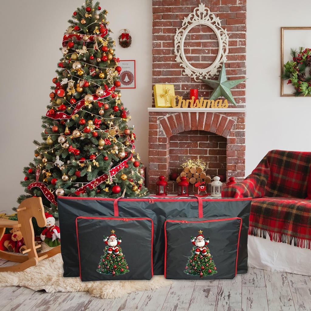 Christmas Tree Storage Box Zippered Box Extra Large Storage Container With Reinforced Handles And Pockets For Basement Closet