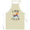 Tablier de cuisine - cheval C'est la vie - Impression française - Coton résistant - Liens ajustables