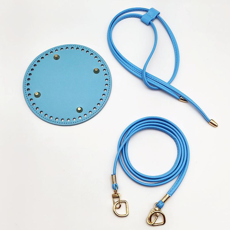 3-Piece DIY Handmade Woven Bucket Bag Set: PU Material Bottom Plate, Drawstring, and Shoulder Strap Accessories