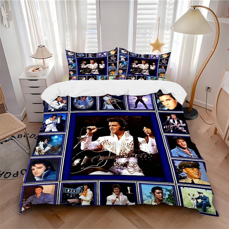 Elvis Presley Rock Roll Print 3Pcs Bedding Setduvet Cover With 2 Bedropillowcase Home Birthday Gift