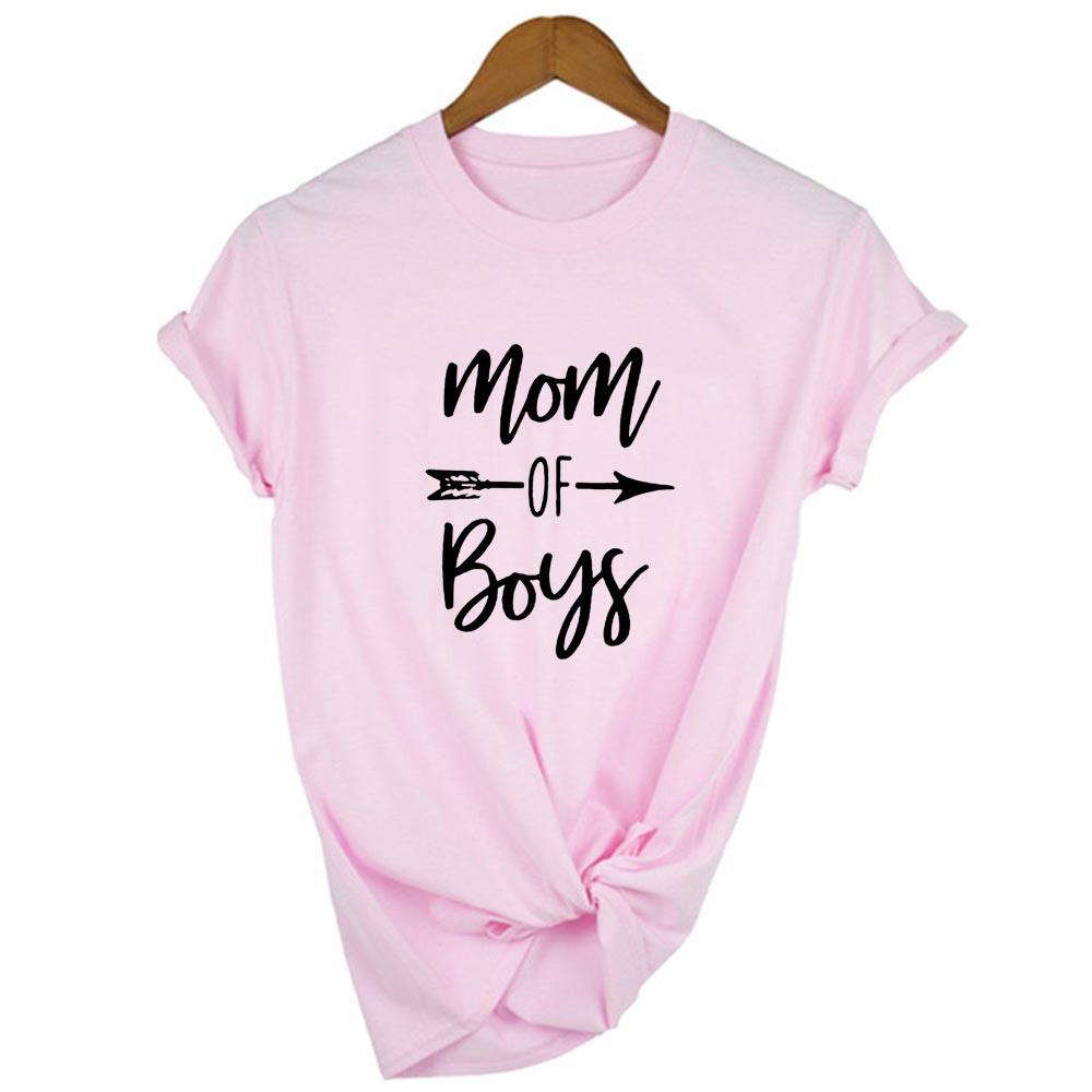 Mom Of Boys Graphic Tees Women Mom Life Tshirt Harajuku Aesthetic Streetwear Short Sleeve T