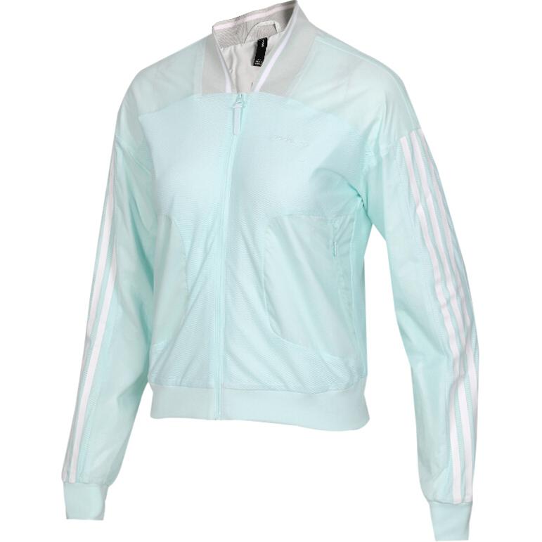 Adidas Женская куртка с длинным рукавом, молния сбоку, на плече, зеленая DZ9291