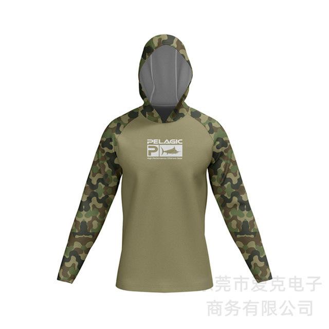 Cross-border hot-selling Pelagic fishing suit summer fishing hooded men's breathable sunscreen fishing shirt quick-drying long sleeves