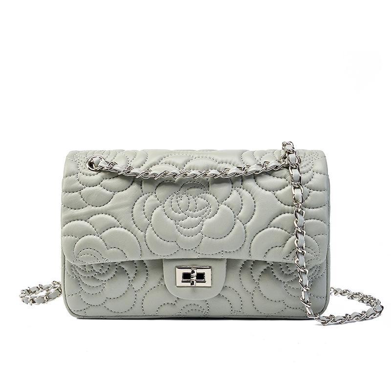 Elegant Xiangfeng Camellia Diamond Women's Bag: Textured, Fashionable High Goat Leather Chain Crossbody Shoulder Bag