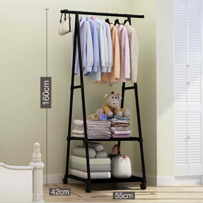Simple Clothes Drying Rack Floor Hanger Triangle Clothes Hangers Household Bedroom Clothess Hanger For Bedroom With Wheels