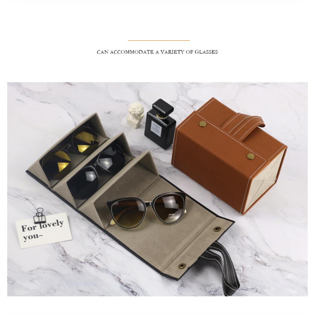 Органайзер для солнцезащитных очков с несколькими отделениями, складная коробка для хранения очков и ювелирных изделий, портативный чехол для очков из ПУ кожи для хранения