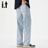 Izzue It Мужские американские ретро рваные свободные прямые джинсы