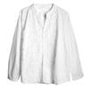 Spring Autumn White Blouse Women's V-neck 3d Embroidery Jacquard Lace Bubble Long Sleeves Basic Shirt