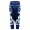 Fashion Women Plus Size Lace Printing Splice Elastic Waist Casual Leggings Pants