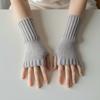 Solid Color Half Finger Mitten Knitted Fingerless Gloves New Knitted Gloves  Autumn and Winter