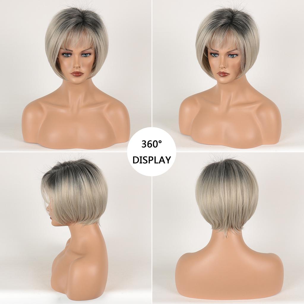 Европейский и американский стиль женская мода повседневное использование естественный вид короткий прямой градиент блонд боб парик