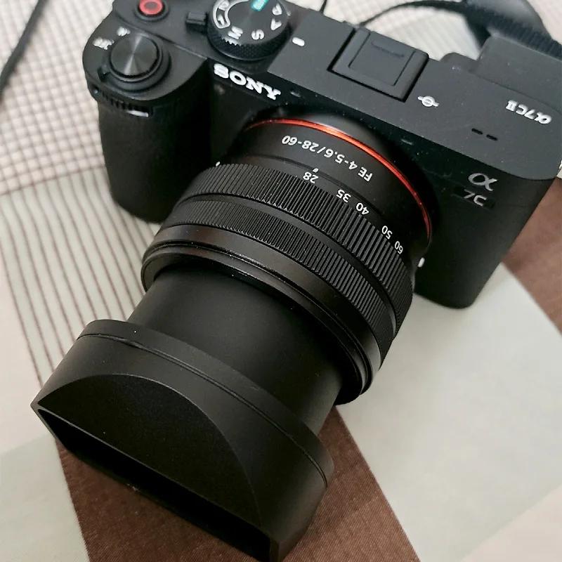 Design for Sony FE 28-60mm F/4-5.6 Lens SEL2860 Metal Square Lens Hood Comes with Metal Cap