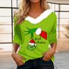 Women's T Shirt Tee Christmas Shirt Long Sleeve Party Christmas Fleece Collar V Neck  Top