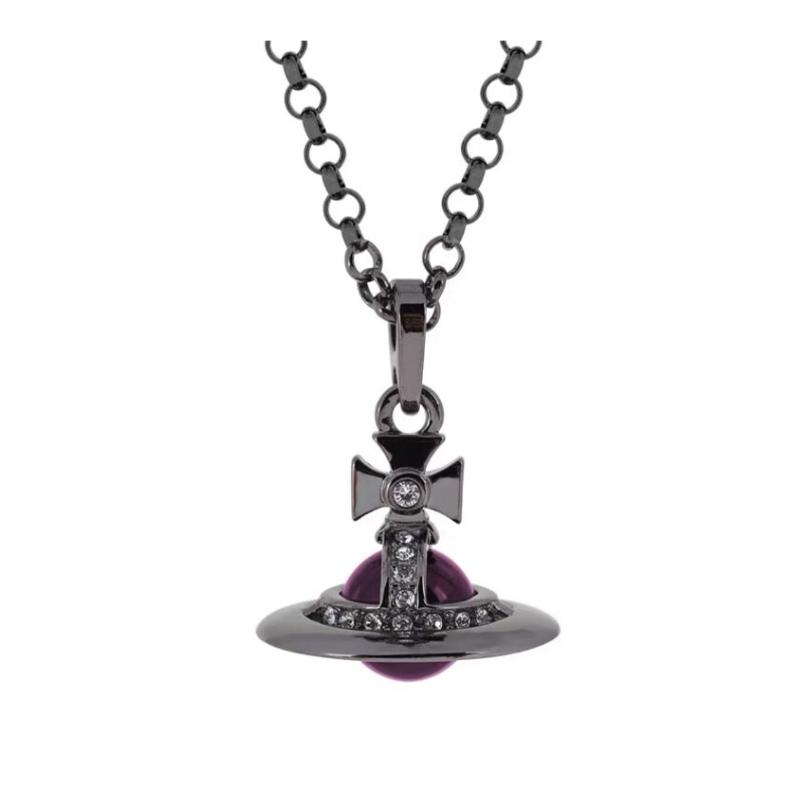VIVIENNE WESTWOOD Новый крошечный кулон-шар Medium Прозрачный Пурпурный Сатурн с кристаллами, женское фиолетовое ожерелье 6302022402P322CN