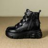 Autumn and Winter New Thick-soled Inner Height Increase of 8cm Side Zipper Comfortable Versatile Casual High-top Low-tube Martin Boots Women's Leather