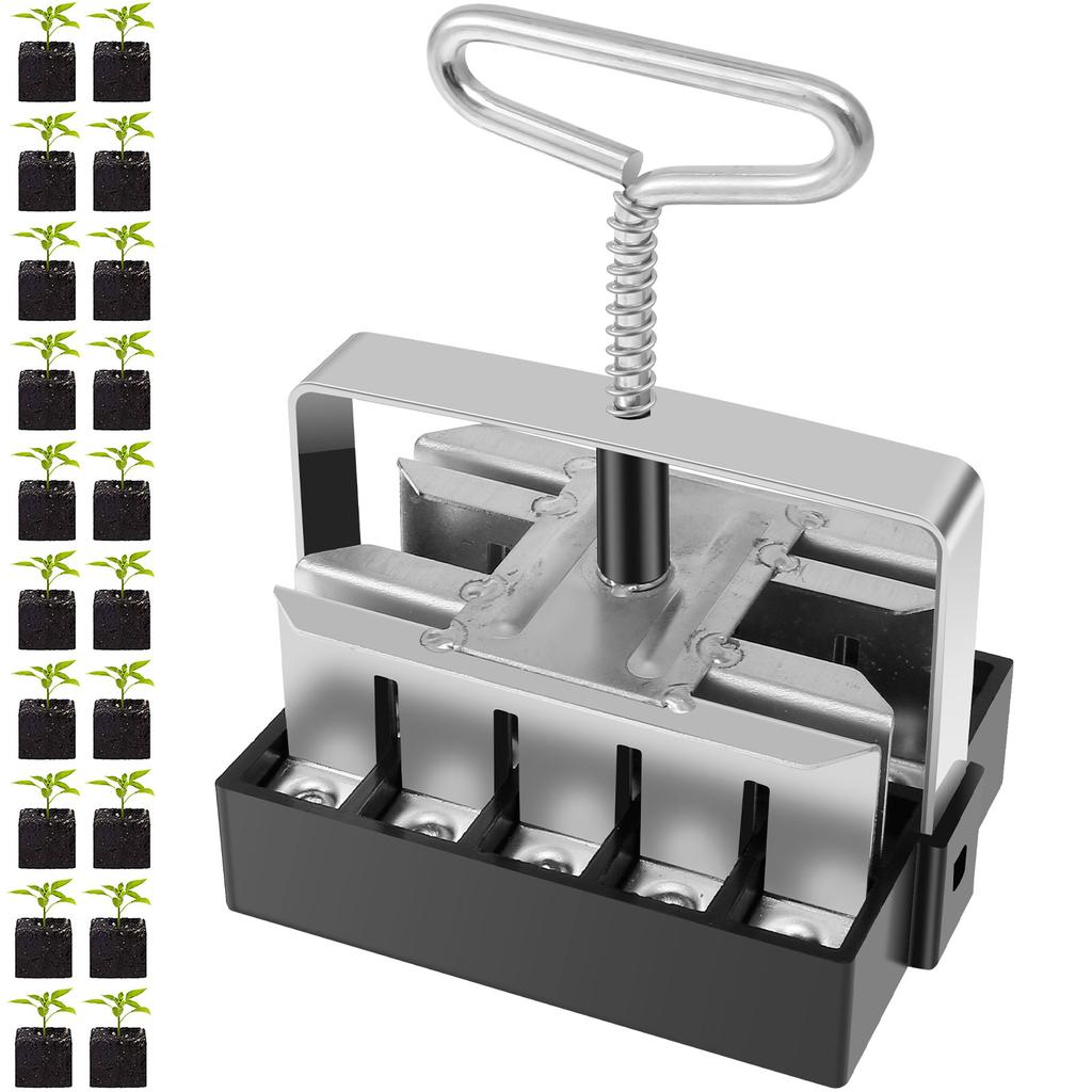 2 шт. Блокировщик почвы 4 ячейки / 20 ячеек Изготовитель почвенных блоков с зажимом Ручной инструмент для изготовления семенных блоков с ручкой из нержавеющей стали