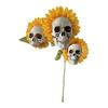 Skull with Sunflower Decor Ornament, Halloween Theme Garden Decor, Potted Fun Accessory Plant Waterproof Outdoor Decoration, for Lawn Patio