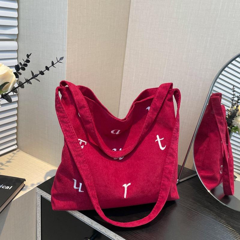 Осень новый дизайн большая вместимость простой модный вышивка буква повседневная сумка-мессенджер тоут на плечо