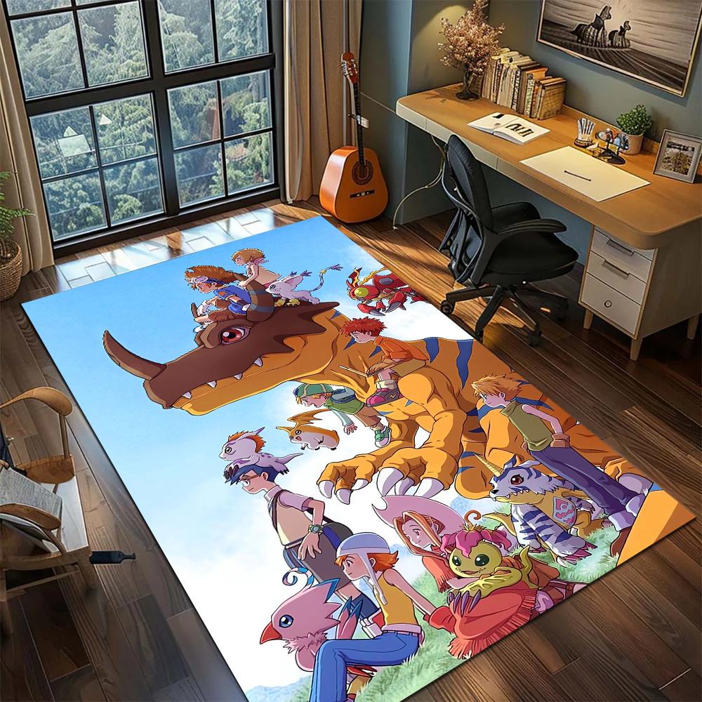 Digimon Adventure Washable Rug Carpet Large Area Rugs Non Slip Printed Floor Mat for Gamer Room Home -xia68