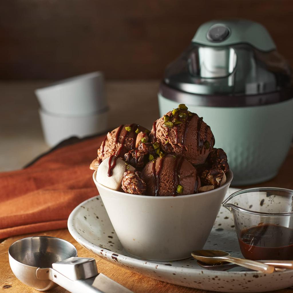 Toffy Ice Cream Maker K-IS11 (Pale Aqua) - Authentic Homemade Ice Cream, Healthy, Easy Recipes, Toppings, Retro Design, Cute Design, K-IS11-PA