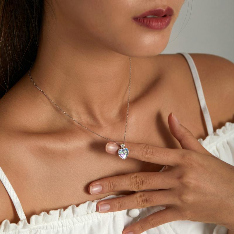 Ожерелье в форме сердца с рыбьей чешуей, новая мода, Аутентичные стерлингового серебра 925 пробы, кулон «Любовь», цепочка в виде змеи, женский подарок, ювелирные изделия