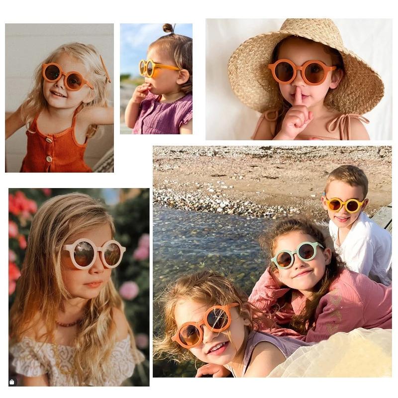 Children 'S Classic Sunglasses Infant 'S Retro Solid Color Ultraviolet -Proof Round Convenience Glasses Eyeglass For Kids