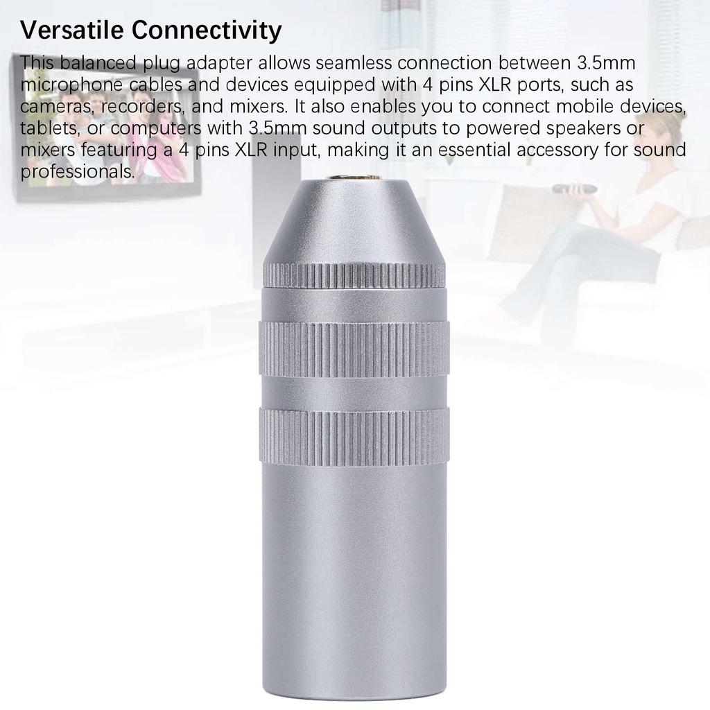 2 шт. Адаптер микрофонного микшера 4-контактный XLR на 3,5 мм гнездовой сбалансированный стереоразъем для кабеля-адаптера