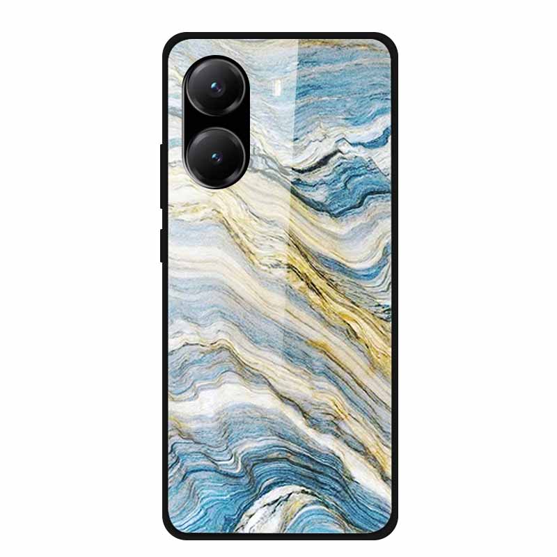 Закаленное Стекло Чехол для Poco X7 Pro Задняя Крышка ПК Жесткие Ударопрочные Чехлы для Xiaomi PocoX7 Pro Funda Мраморная Текстура Модный Coque