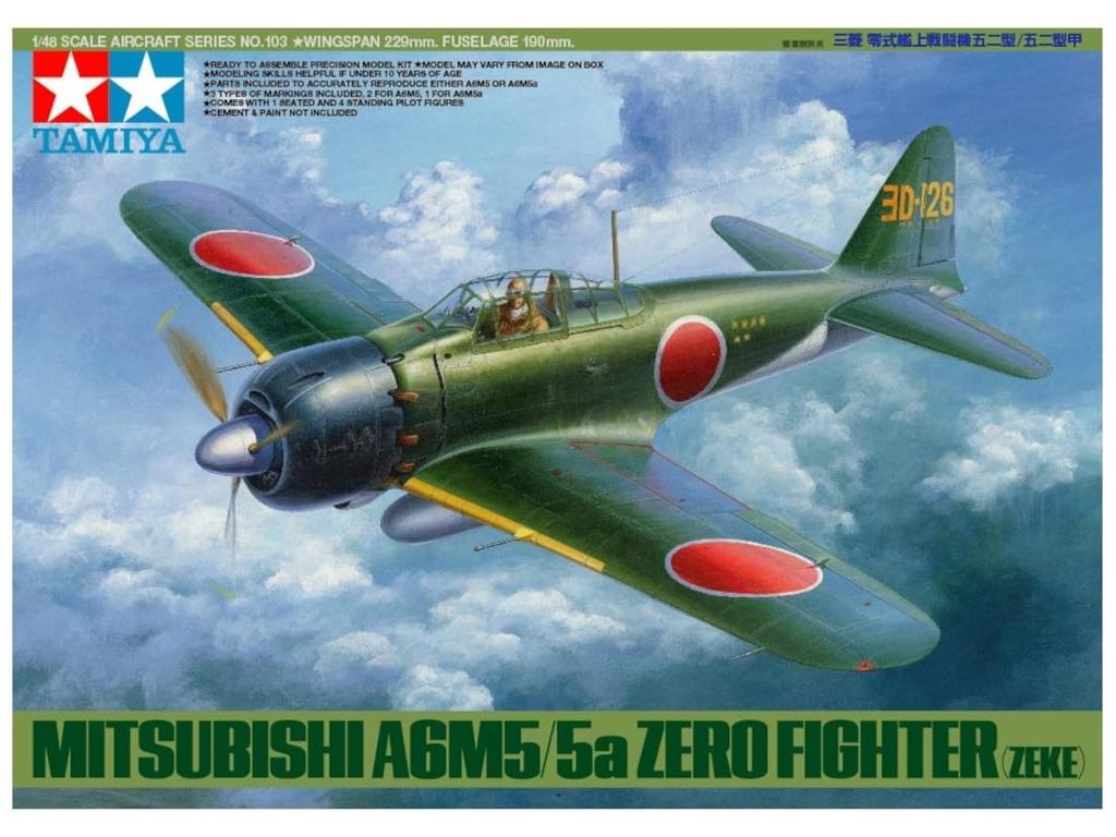 Tamiya Пластиковая модель истребителя-носителя Mitsubishi Zero Type 52, японского флота, серии Masterpiece, 61103, 1/48, № 103 52/Type