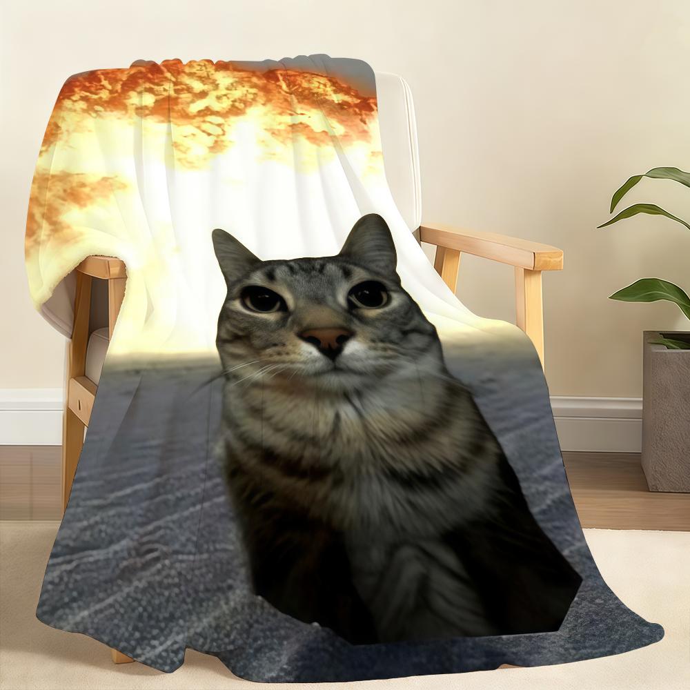 Cat Funny Blanket Soft Throw Blanket for Home Bedroom Bed Sofa Picnic Travel Office Rest Cover Blanket Gift