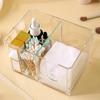 Clear Makeup Divided Box Acrylic Cosmetic Stand Tampon Organizer Dispenser  Bathroom