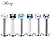 Alisouy 1PC Steel Labret Ring Star Crystal Lip Piercings Internal Thread Gem Lip Ring Ear Tragus Nail Earrings Stud Body Jewelry