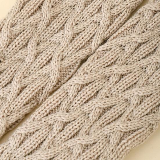 1 пара женских длинных носков однотонных с ромбовидной текстурой осенне-зимние вязаные чулки с шерстяными помпонами для повседневной носки