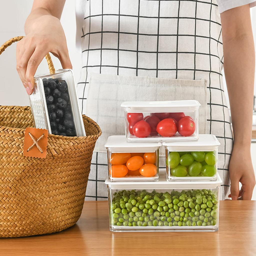 Пластиковые штабелируемые контейнеры для хранения продуктов с вентилируемыми крышками и подносом для холодильника, ящики-органайзеры для холодильника, морозильной камеры, шкафа, кухонного шкафа