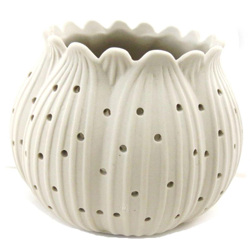 Les Trésors De Lily [J0540] - Beige 'Leaf' Candle Holder
