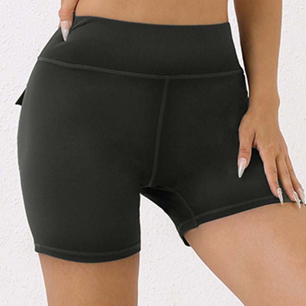 Женские бесшовные шорты для йоги с задним карманом, подтягивающие ягодицы и рюши, велосипедные колготки для тренировок, шорты для спортзала