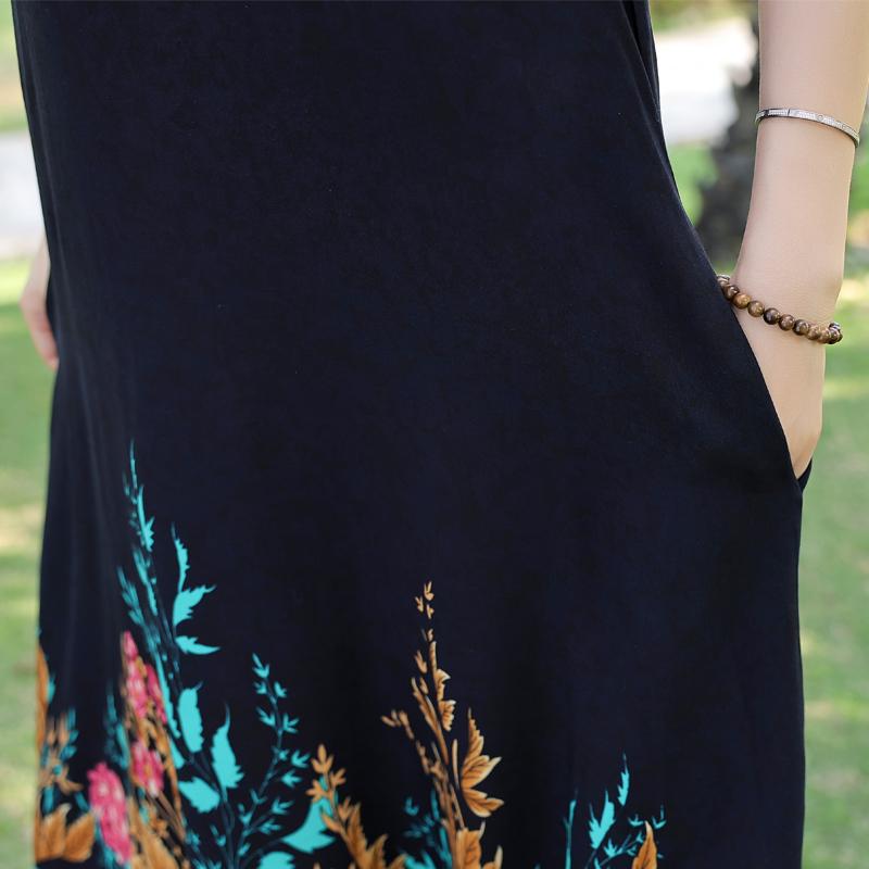 Большие размеры повседневные женские платья летние свободные короткие рукава длинные платья женские винтажные одежды