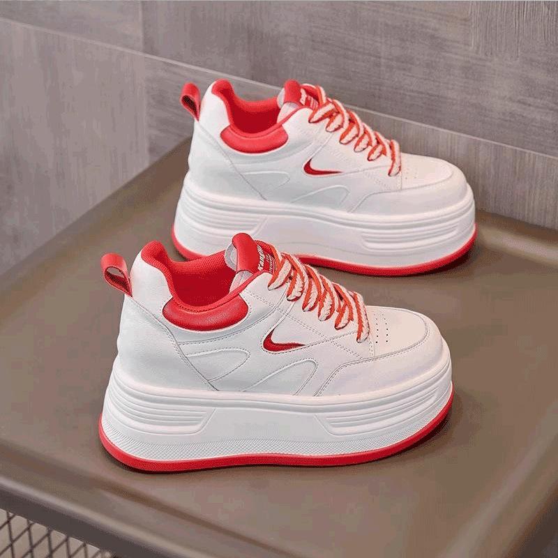 Маленькая обувь женская весна новая внутренняя высота увеличение женская обувь платформа обувь-маффины повседневная белая обувь