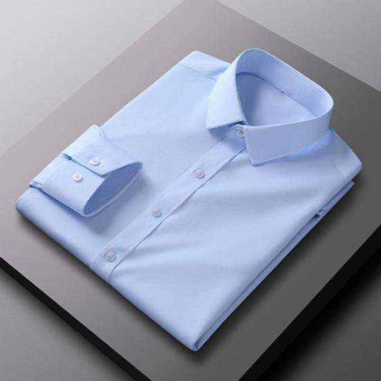 Мужская классическая рубашка с длинным рукавом и лацканами, рубашка на пуговицах, однотонная официальная деловая рубашка для работы, свиданий, собеседований, свадеб