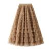 Spring and Autumn Women's Mesh Cake Halter Skirt Women's Skirt Fairy Saree Pleated Long Skirt