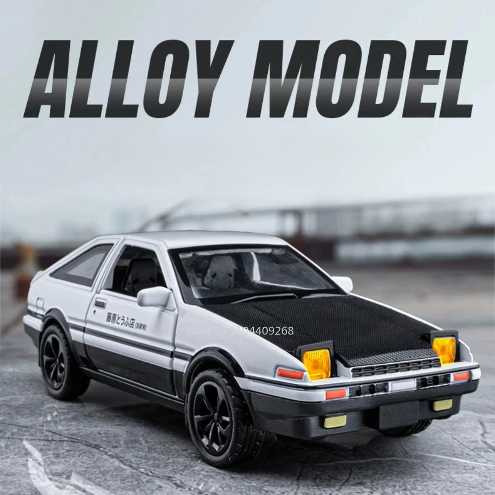 1:36 Scale Apollo EVO AE86 Sports Car Model Toy Music Light Doors Opened Pull Back Miniature Models Boys Hobby Ornaments